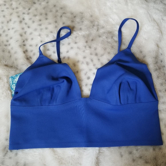 Free People Blue Long Line Triangle Bralette - Picture 4 of 5